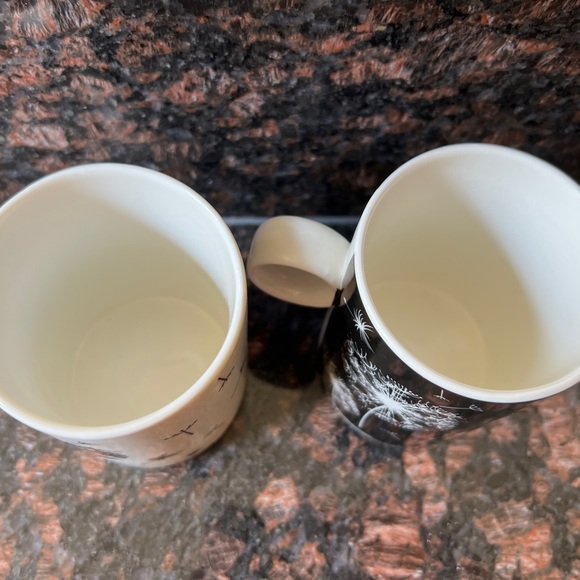 LOT OF 2 BLACK AND WHITE DANDELION POPULAR FASHION LOVE MUGS Mug Cup 4” Height - Picture 6 of 10